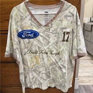 Ford Tan and Blue Camo V-Neck Shirt
